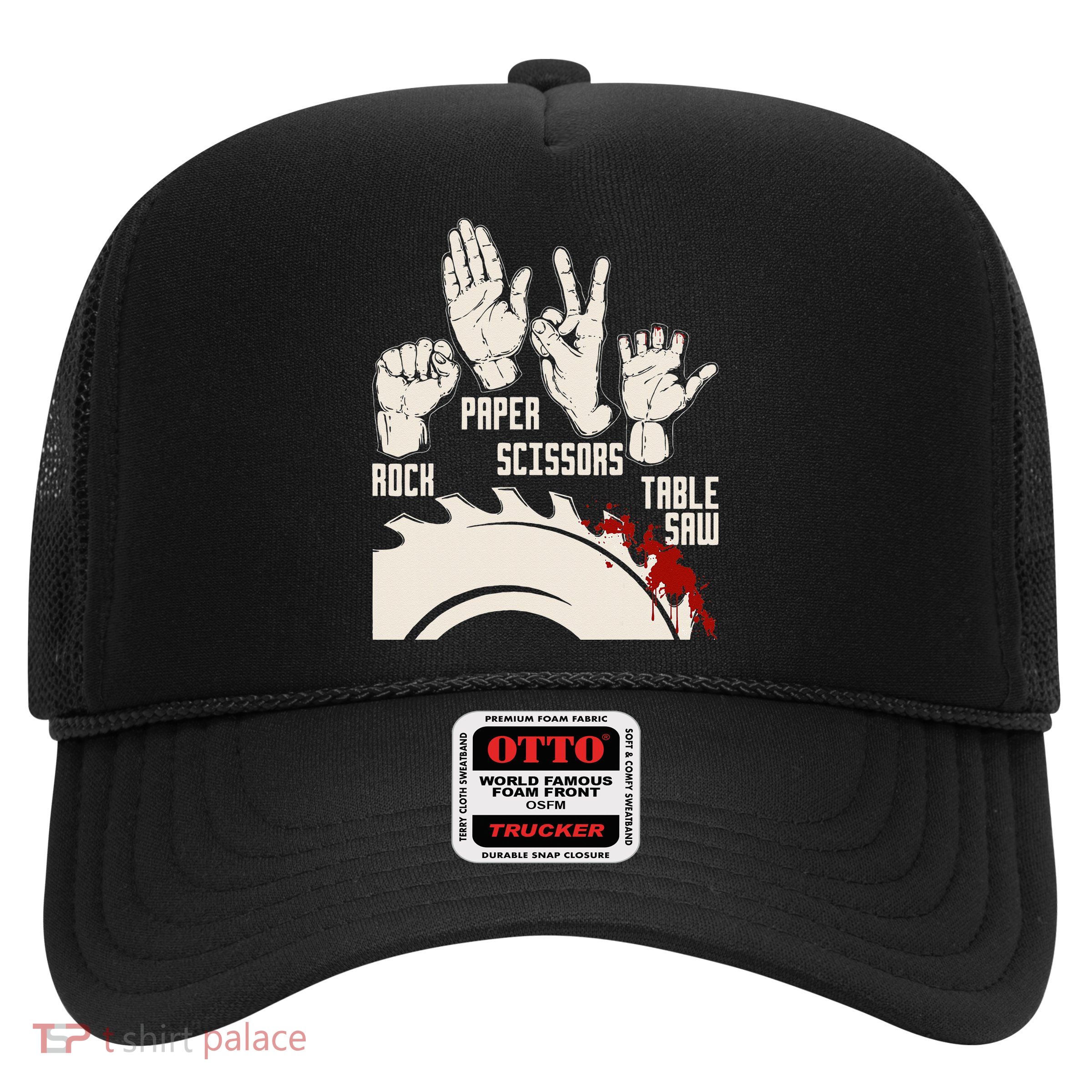 Rock Paper Scissors Table Saw Funny Woodworking Carpenter Trucker Hat