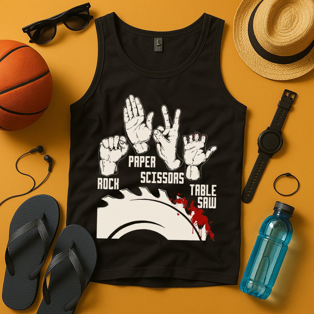 Rock Paper Scissors Table Saw Funny Woodworking Carpenter Tank Top