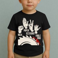 Rock Paper Scissors Table Saw Funny Woodworking Carpenter Toddler T-Shirt