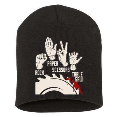 Rock Paper Scissors Table Saw Funny Woodworking Carpenter Short Acrylic Beanie
