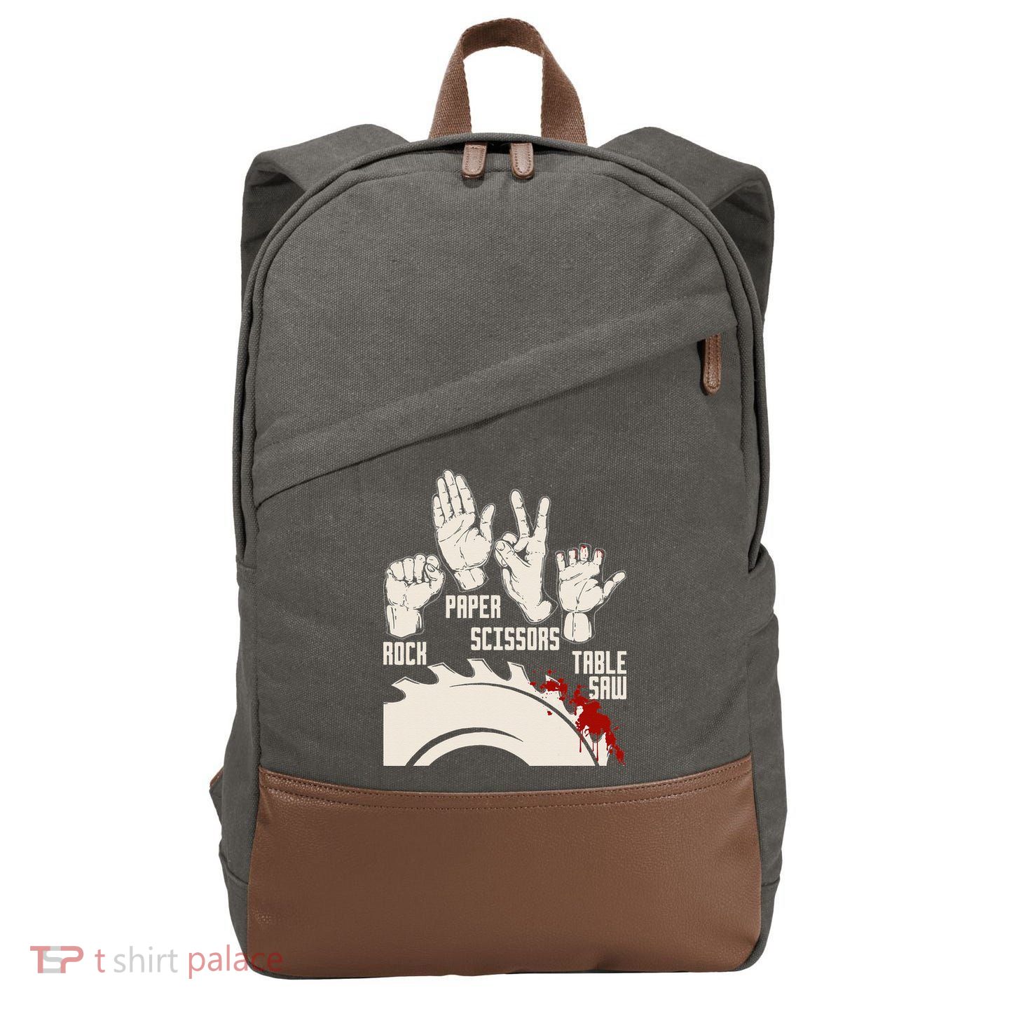 Rock Paper Scissors Table Saw Funny Woodworking Carpenter Cotton Canvas Backpack