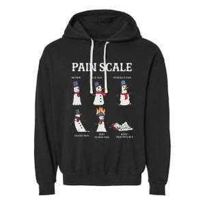 Retro Pain Scale Snowman Trauma Nurse Christmas Nursing Garment-Dyed Fleece Hoodie