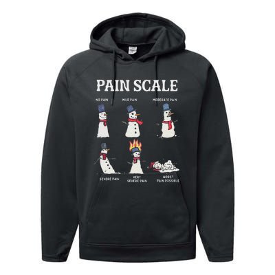 Retro Pain Scale Snowman Trauma Nurse Christmas Nursing Performance Fleece Hoodie