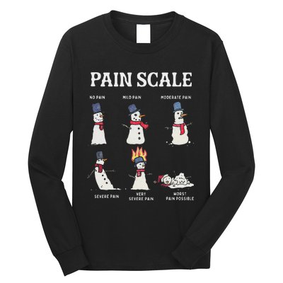 Retro Pain Scale Snowman Trauma Nurse Christmas Nursing Long Sleeve Shirt