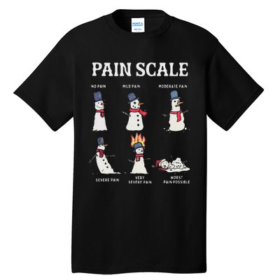 Retro Pain Scale Snowman Trauma Nurse Christmas Nursing Tall T-Shirt