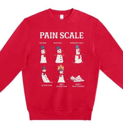 Retro Pain Scale Snowman Trauma Nurse Christmas Nursing Premium Crewneck Sweatshirt