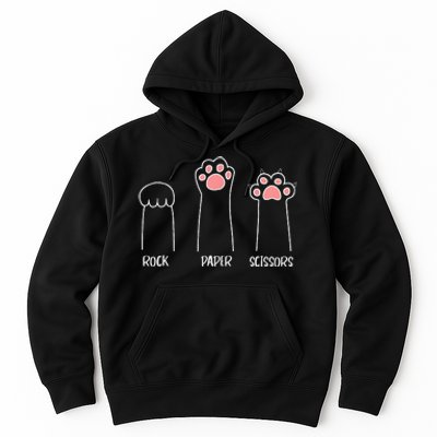 Rock Paper Scissors Hand Game Cute Pink Paw Funny Cat Hoodie