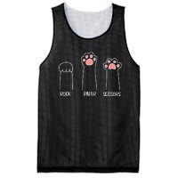 Rock Paper Scissors Hand Game Cute Pink Paw Funny Cat Mesh Reversible Basketball Jersey Tank