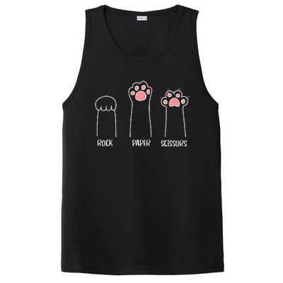 Rock Paper Scissors Hand Game Cute Pink Paw Funny Cat PosiCharge Competitor Tank