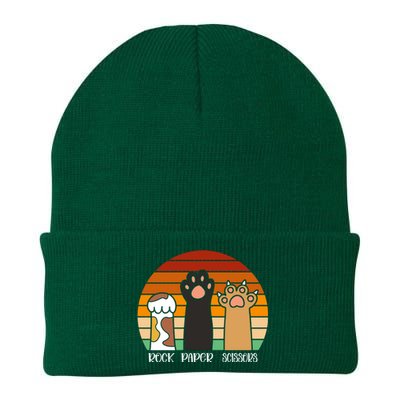 Rock Paper Scissors Game Kitten Lover Animal Paws Cat Knit Cap Winter Beanie