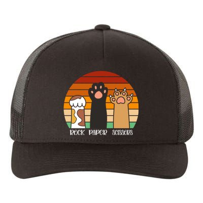 Rock Paper Scissors Game Kitten Lover Animal Paws Cat Yupoong Adult 5-Panel Trucker Hat