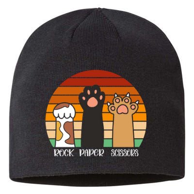 Rock Paper Scissors Game Kitten Lover Animal Paws Cat Sustainable Beanie