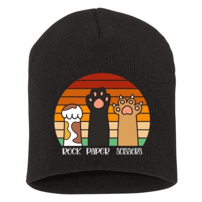 Rock Paper Scissors Game Kitten Lover Animal Paws Cat Short Acrylic Beanie