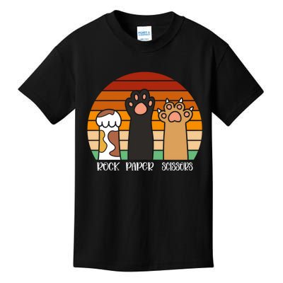 Rock Paper Scissors Game Kitten Lover Animal Paws Cat Kids T-Shirt