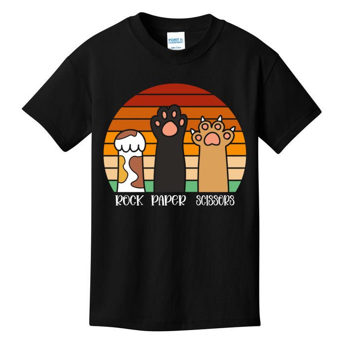 Rock Paper Scissors Game Kitten Lover Animal Paws Cat Kids T-Shirt