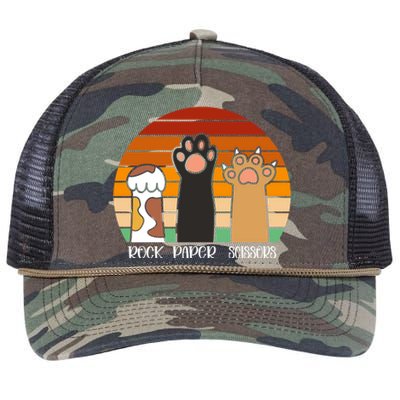 Rock Paper Scissors Game Kitten Lover Animal Paws Cat Retro Rope Trucker Hat Cap