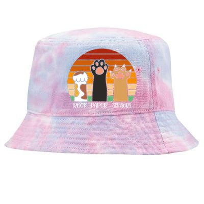 Rock Paper Scissors Game Kitten Lover Animal Paws Cat Tie-Dyed Bucket Hat