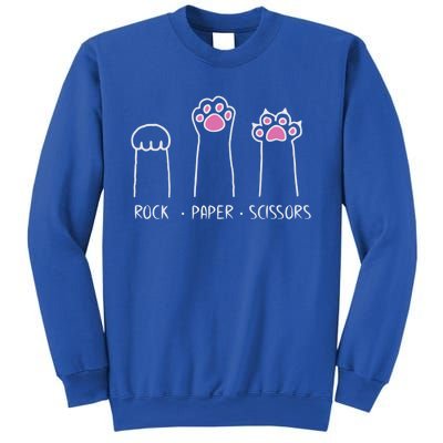 Rock Paper Scissors Cute Paw Hand Game Funny Cat Funny Gift Sweatshirt