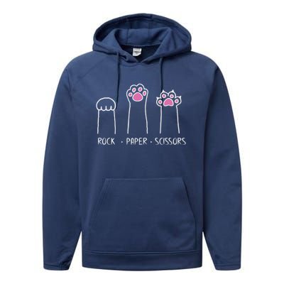 Rock Paper Scissors Cute Paw Hand Game Funny Cat Funny Gift Performance Fleece Hoodie