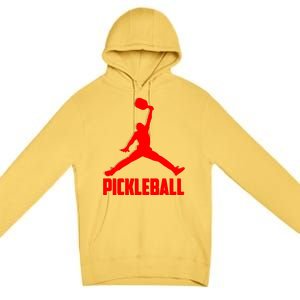 Red Pickleball Sports Logo Premium Pullover Hoodie