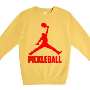 Red Pickleball Sports Logo Premium Crewneck Sweatshirt