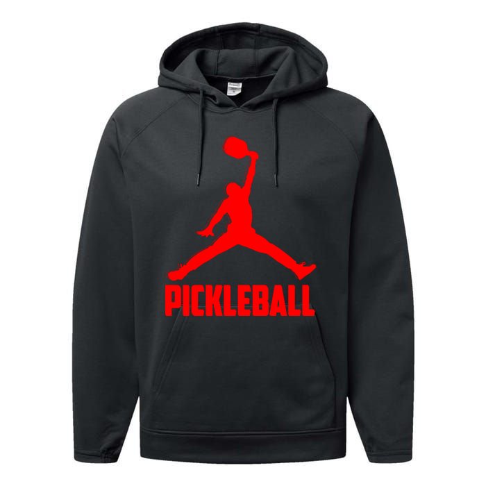 Red Pickleball Sports Logo Performance Fleece Hoodie