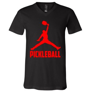 Red Pickleball Sports Logo V-Neck T-Shirt