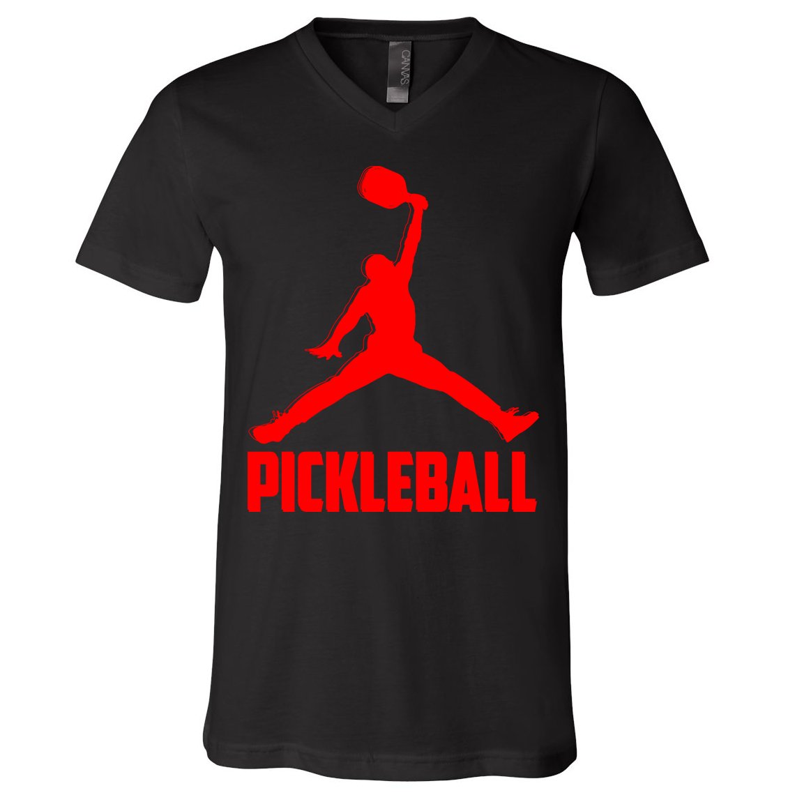 Red Pickleball Sports Logo V-Neck T-Shirt