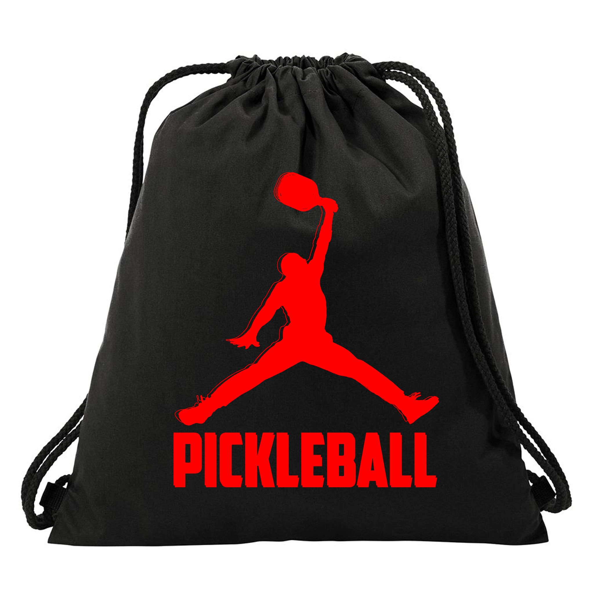 Red Pickleball Sports Logo Drawstring Bag