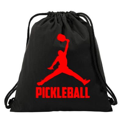 Red Pickleball Sports Logo Drawstring Bag