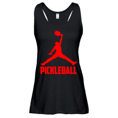 Red Pickleball Sports Logo Ladies Essential Flowy Tank