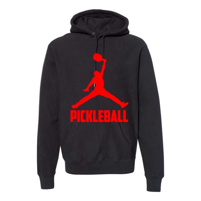 Red Pickleball Sports Logo Premium Hoodie