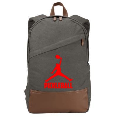 Red Pickleball Sports Logo Cotton Canvas Backpack