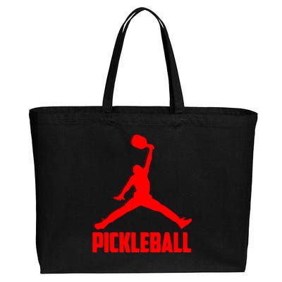 Red Pickleball Sports Logo Cotton Canvas Jumbo Tote