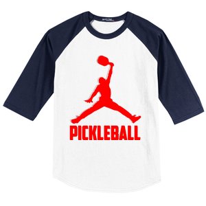 Red Pickleball Sports Logo Baseball Sleeve Shirt