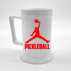 Red Pickleball Sports Logo Beer Stein