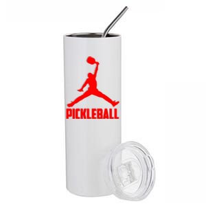 Red Pickleball Sports Logo Stainless Steel Tumbler