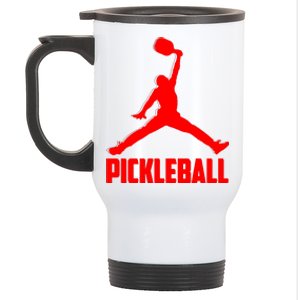 Red Pickleball Sports Logo Stainless Steel Travel Mug