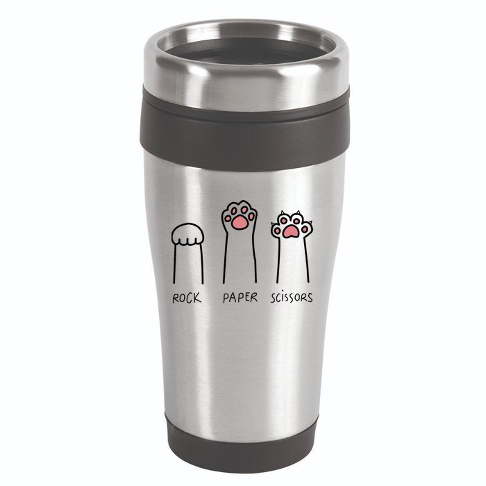 Rock Paper Scissors Cat Paws 16oz Travel Tumbler
