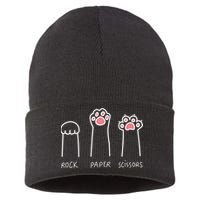 Rock Paper Scissors Cat Paws Sustainable Knit Beanie