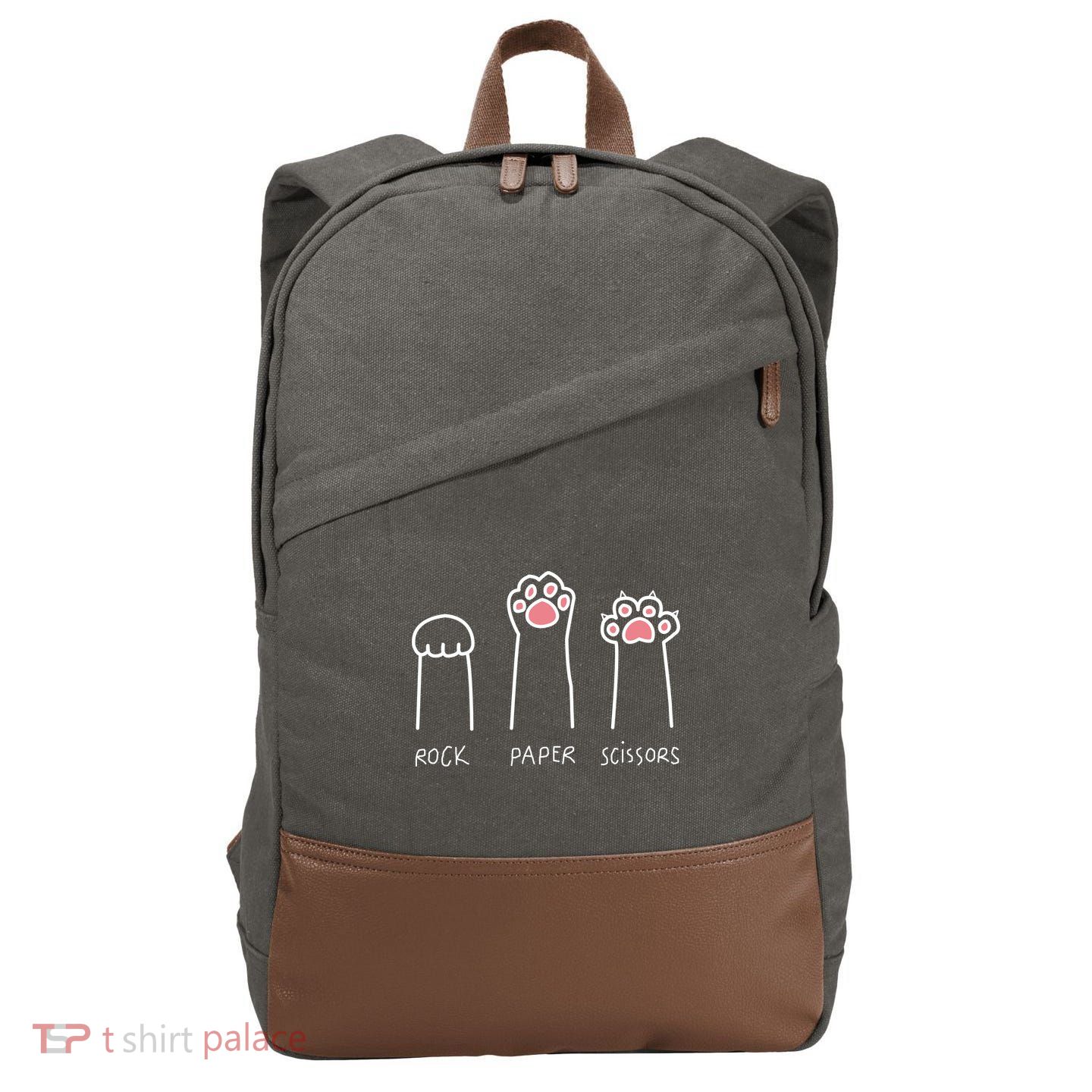 Rock Paper Scissors Cat Paws Cotton Canvas Backpack
