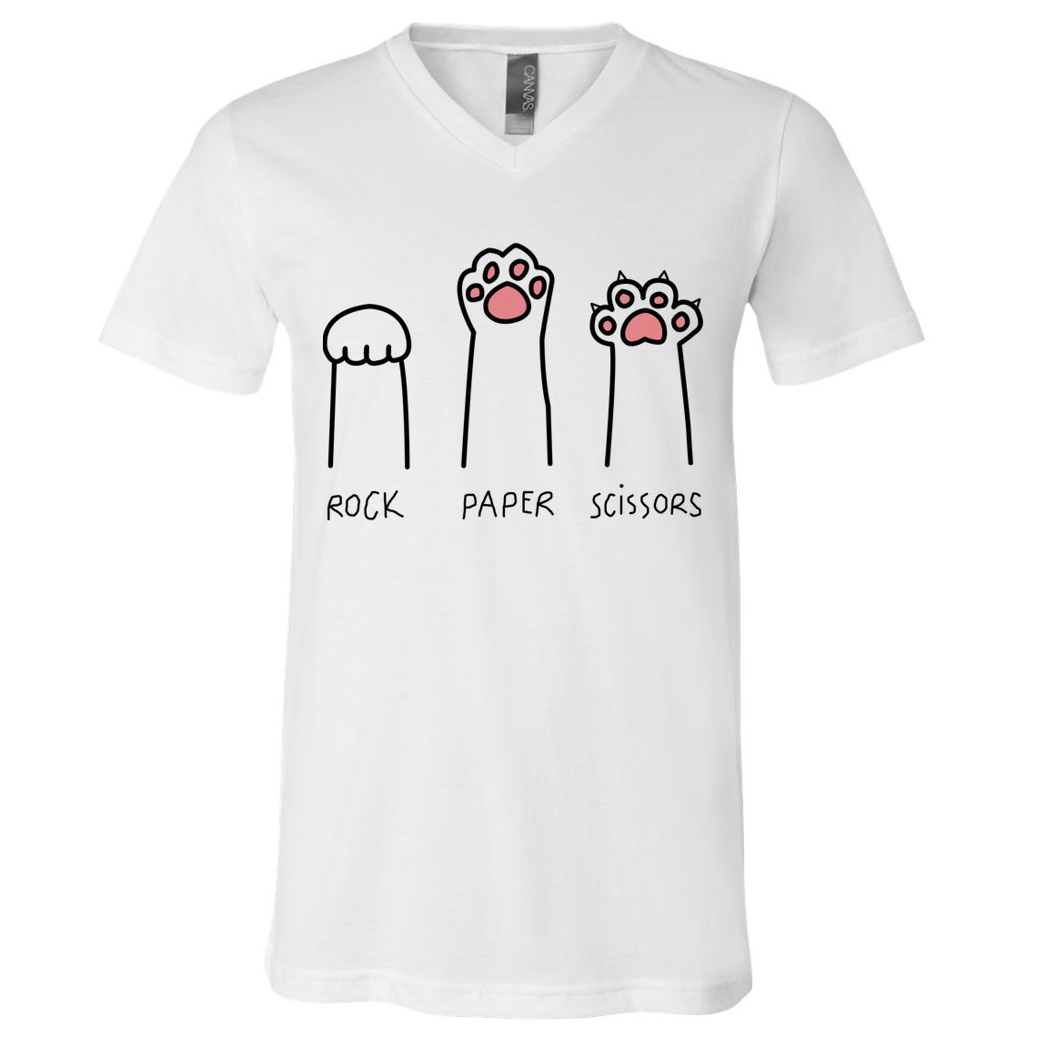 Rock Paper Scissors Cat Paws V-Neck T-Shirt
