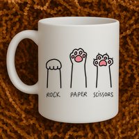 Rock Paper Scissors Cat Paws Mug