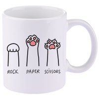 Rock Paper Scissors Cat Paws 11oz C Handle Ceramic Mug