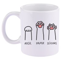 Rock Paper Scissors Cat Paws 11oz C Handle Ceramic Mug