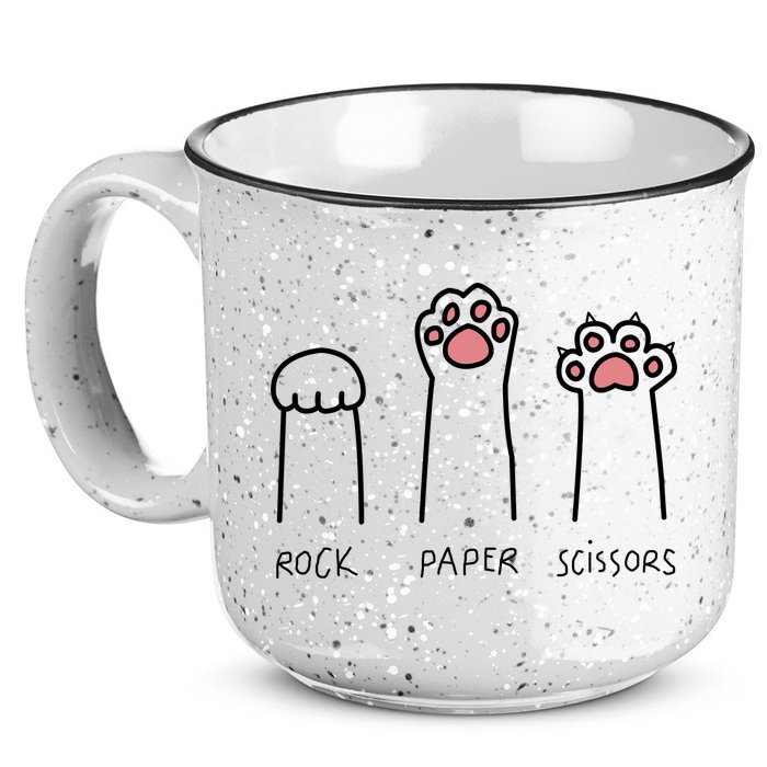 Rock Paper Scissors Cat Paws 15oz Campfire Ceramic Mug