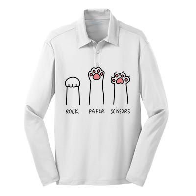 Rock Paper Scissors Cat Paws Silk Touch Performance Long Sleeve Polo