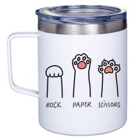 Rock Paper Scissors Cat Paws 12oz Stainless Steel Coffee Mug
