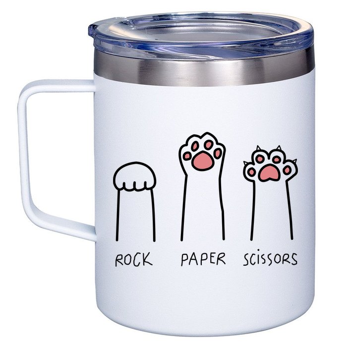 Rock Paper Scissors Cat Paws 12oz Stainless Steel Coffee Mug