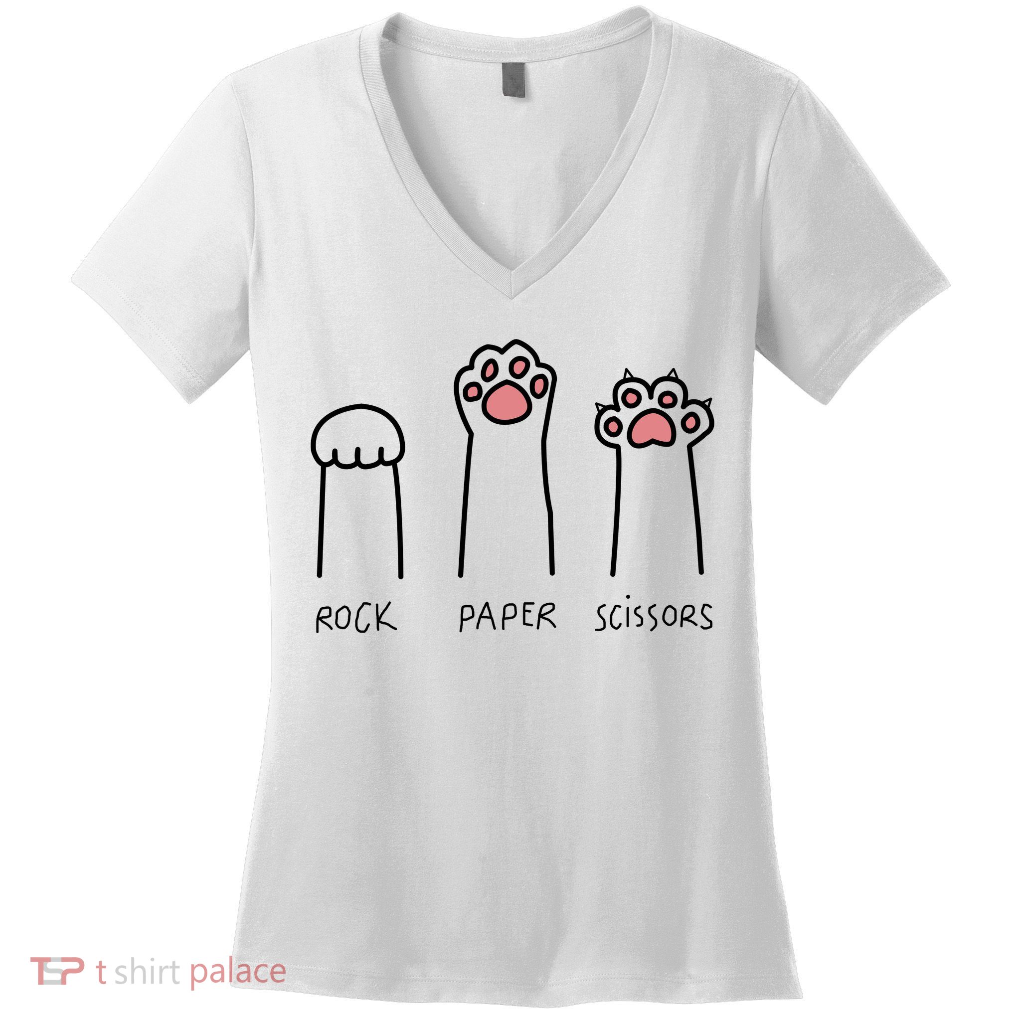 Rock Paper Scissors Cat Paws Women's V-Neck T-Shirt